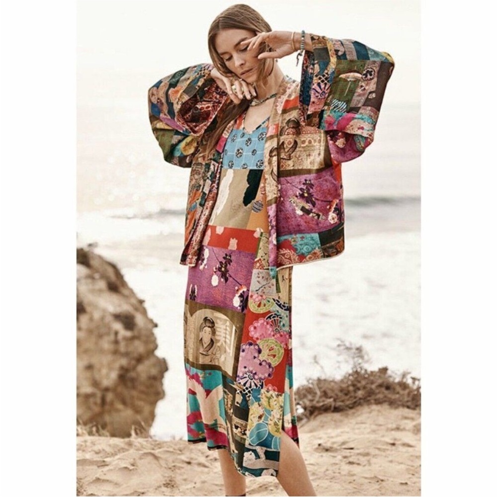 NWT Johnny Was Tokyo High Slit Knit Maxi Asian Dress Size Small NWT